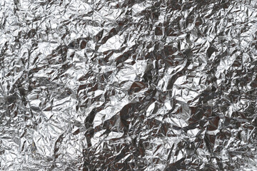 Silver color crumpled foil background