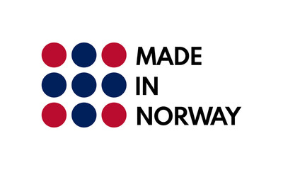 made in norway, vector logo with norwegian flag painted circles