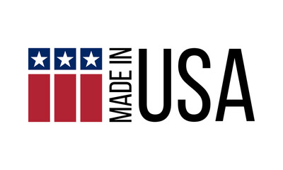 made in usa, vector logo with united states flag