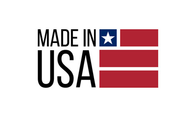 made in usa, vector logo with united states flag