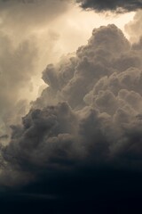 Vertical shot of the gray clouds in the sky