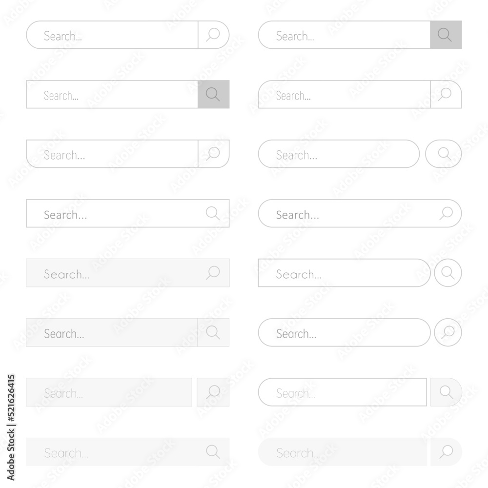 Aufkleber web page search icons. internet search symbols. wep page search design elements. gray search bar ico