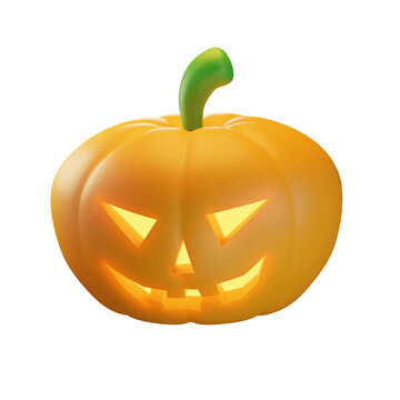3D Illustration, Halloween pumpkins with eye and mouth, for web, app, celebration, etc