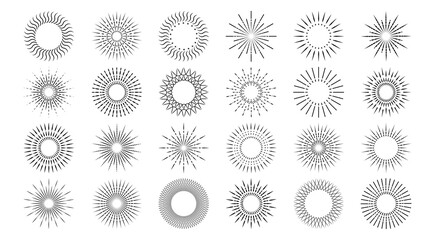 Set of light rays, sunburst. Vector illustration