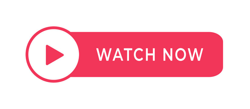Watch now viedo play button banner isolated on white background.Vector design