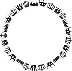 王冠の円形フレーム　ブラック