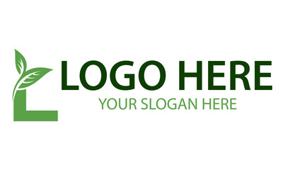 Green Color Letter L Nature Eco Leaf Logo Design