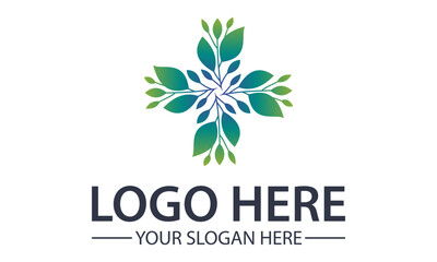 Beautiful Tosca Color Cross Nature Eco Leaf Logo Design