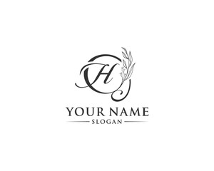 Beautiful letter H logo design, logo H vector, handwritten logo of signature, wedding, fashion shop, cosmetics shop, beauty shop, boutique, floral creative logo design.