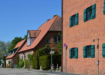 Fototapeta na wymiar Historical Buildings in the Neighborhood Holtenau in Kiel, the Capital City of Schleswig - Holstein