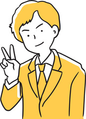 ピースをするビジネスマン