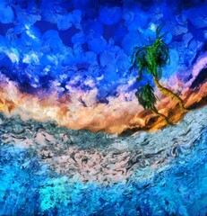 Fototapeta na wymiar Abstract digital painting Island