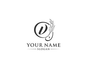 Beautiful letter V logo design, logo V vector, handwritten logo of signature, wedding, fashion shop, cosmetics shop, beauty shop, boutique, floral creative logo design.