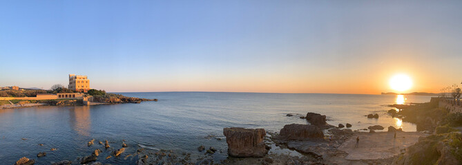 Sunset from city bastions in Alghero, Sardinia, Italy