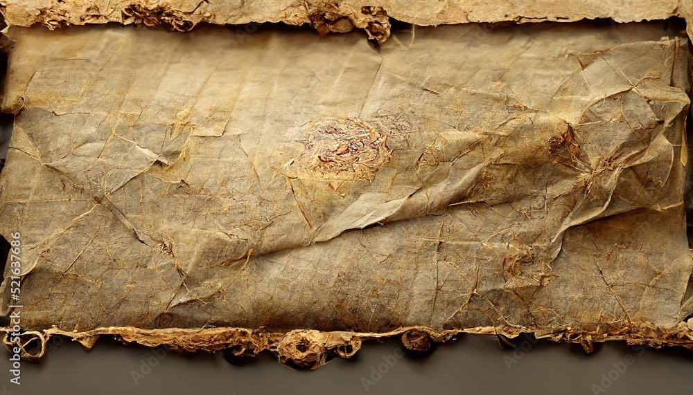 Aufkleber an old scroll of parchment paper and an ancient papyrus manuscript. realistic vintage roll