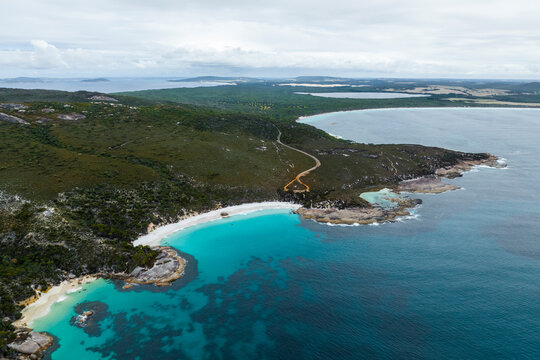 Aerial view of Little Beach in Nanarup, Western Australia, Australia.
