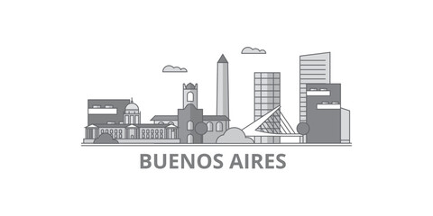 Argentina, Buenos Aires City city skyline isolated vector illustration, icons - obrazy, fototapety, plakaty