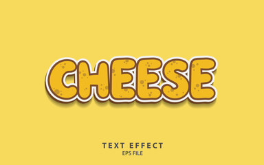 Cheese text effect template with cartoon style and bold font concept use for food brand label and logo. Vector illustration