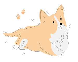 Hand drawn corgi illustration in doodle style