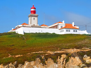 Fototapeta na wymiar Cabo da Roca lighthouse in the most west extent of Portugal belongs to the parques de Sintra