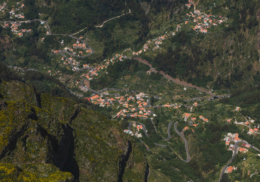 Aerial view of Poco do Ponta, Madeira Island, Portugal..