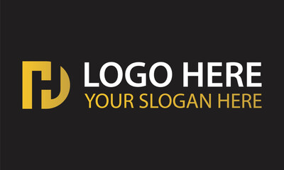 Yellow Color Initial Letter D Negative Space H Logo Design