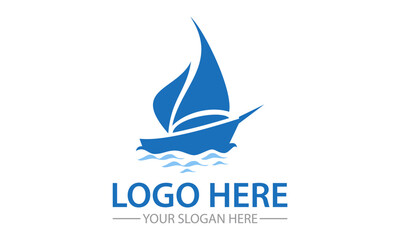 Blue Color Creative Sail Ship Logo Design