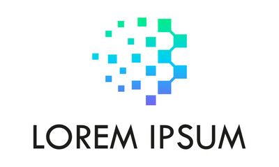 Colorful Simple Square Pixel Dispersal Logo Design