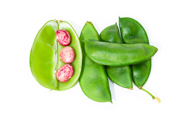Fresh lima beans isolated on white background