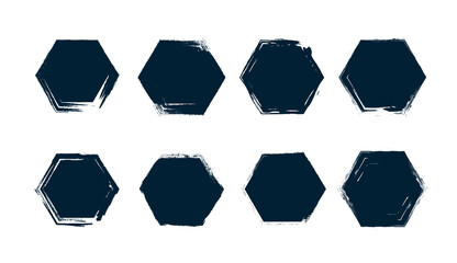 hexagon set abstract grunge flat vector - obrazy, fototapety, plakaty