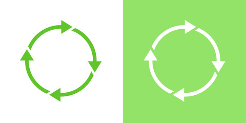 Circular reuse arrow sign icons design vector. Green organic energy power sustainability symbol illustration.