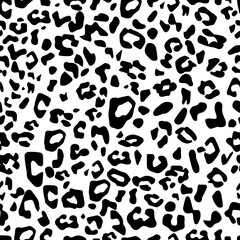 Vector seamless leopard pattern, black spots on white background classic design