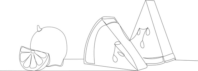 fruit drawing one continuous line vector