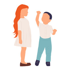 boy and girl in flat style, isolated, vector