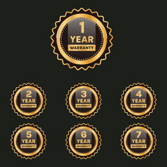 1 year warranty badge and label design set