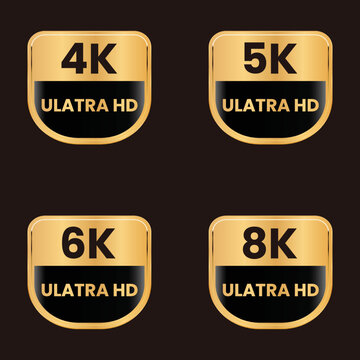 golden 8k,6k,5k, and 4k ultra hd resolution icon logo