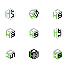 logo cube for company letter HSO , 3D font logo for company and business.