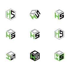 Fototapeta premium logo cube for company letter HSO , 3D font logo for company and business.