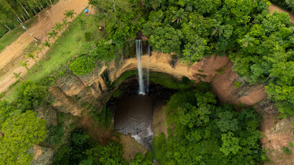 Top view of a scenic Wailua waterfall