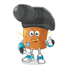 hammer robot character. cartoon mascot vector