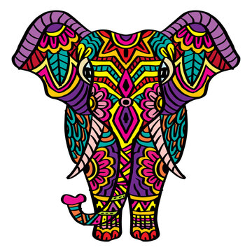 Hand drawn zentangle elephant illustration