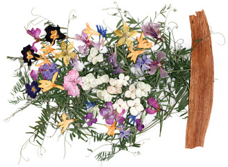 dried flower petals, application bouquet of dry  flowers