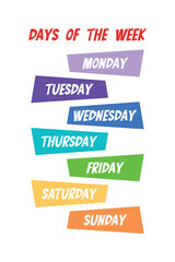 Days of The Week Educational Wall Art Poster, Classroom Posters, Homeschool Printables, Educational Poster, Playroom Poster