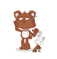 bear with stinky waste illustration. character vector