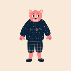 Cute pink bear in sweatshirt 
