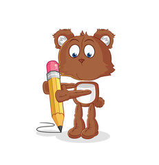 bear write with pencil. cartoon mascot vector