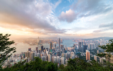 sunset over the city