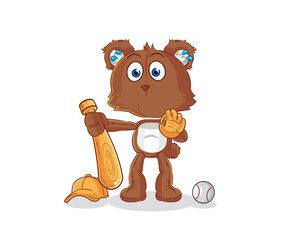 bear baseball Catcher cartoon. cartoon mascot vector