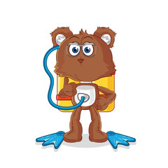 bear diver cartoon. cartoon mascot vector