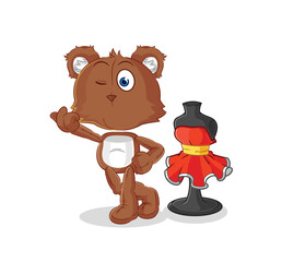 bear fashion designer vector. cartoon character